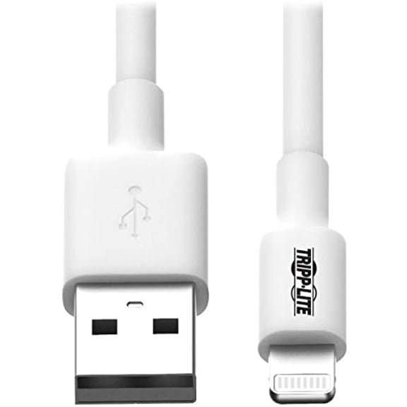 Tripp Lite Apple MFI Certified 6-Feet 2M Lightning to USB Cable Sync Charge iPhone/iPod/iPad - White (M100-006-WH)