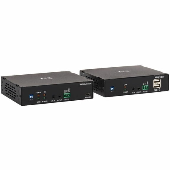 Tripp Lite by Eaton HDMI over Fiber Extender Kit Transmitter/Receiver 4K 60 Hz 4:4:4 RS-232 IR Multimode LC 985 ft. (300 m) TAA - HDMI over Fiber Extender Kit - 4K @ 60 Hz, HDR, RS-232, IR, USB, Du...