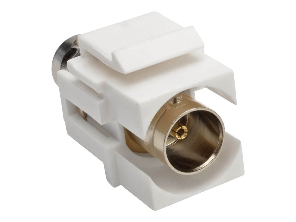 White Molded BNC Keystone Panel Mount Coupler with Gold-Plated Contacts