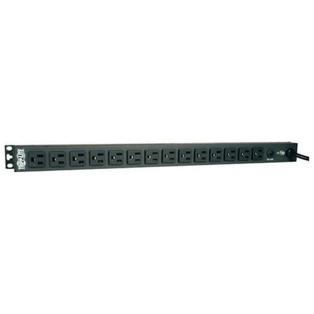 Tripp Lite Basic PDU, 15A, 14 Outlets (5-15R), 120V, 5-15P, 15 ft. Cord, 0U Vertical Rack-Mount Power (PDU1415)