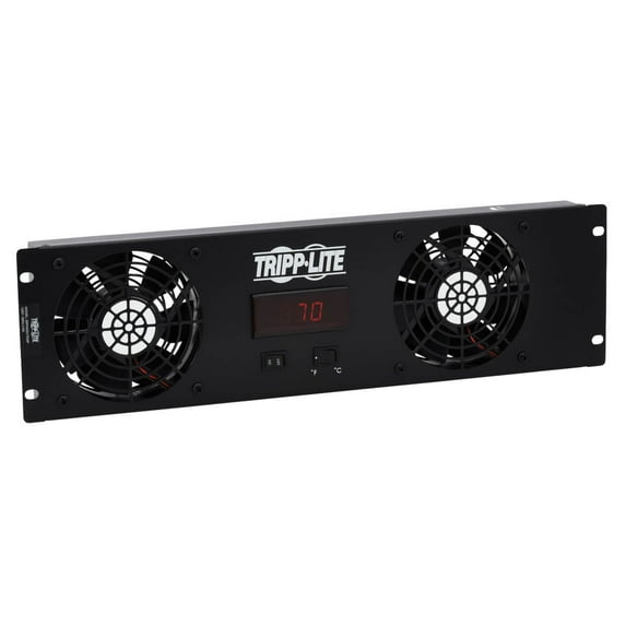 Tripp Lite Blanking Panel For 19 In. Racks - 3u, 2 12vdc High-performance Fans, Temperature Sensor, Lcd - Fan Tray Blank Panel - With Temperature Sensor - Ac 120 V - 101.6 Mm - Black - 3u - 19"