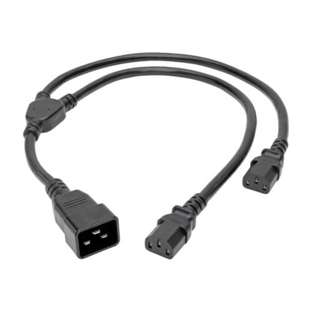Tripp Lite C20 to C13 Splitter, Heavy Duty, IEC 320 C20 to 2x IEC 320 C13 - 15A, 100-250V, 14 AWG, 2 ft., Black