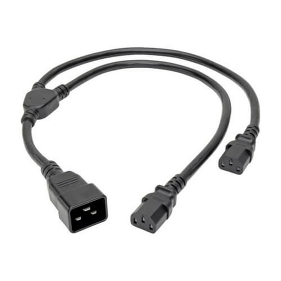 Tripp Lite C20 to C13 Splitter, Heavy Duty, IEC 320 C20 to 2x IEC 320 C13 - 15A, 100-250V, 14 AWG, 2 ft., Black