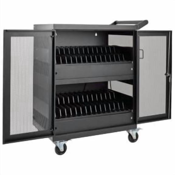 Tripp Lite CSC32AC Multi-Device Charging Cart, 32 AC Outlets, Chromebooks and Laptops, Wall-Mount Option, Black