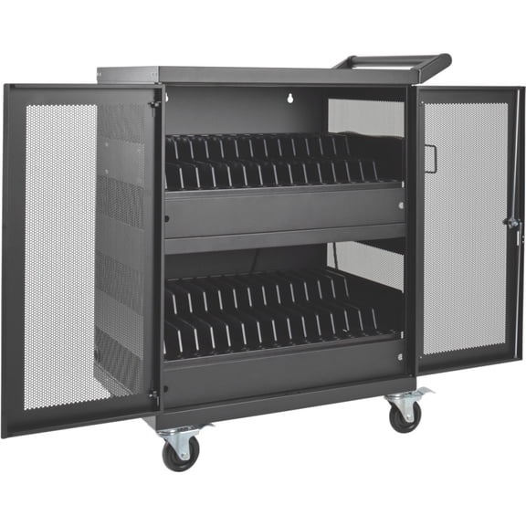 Tripp Lite CSC32AC Multi-Device Charging Cart, 32 AC Outlets, Chromebooks and Laptops, Wall-Mount Option, Black