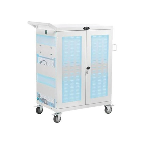 Tripp Lite by Eaton Safe-IT Multi-Device UV Charging Cart Hospital-Grade 32 AC Outlets Laptops Chromebooks Antimicrobial White - 2 Shelf - 4 Casters - Steel - 34.8" Width x 21.6" Depth x 42.3"...