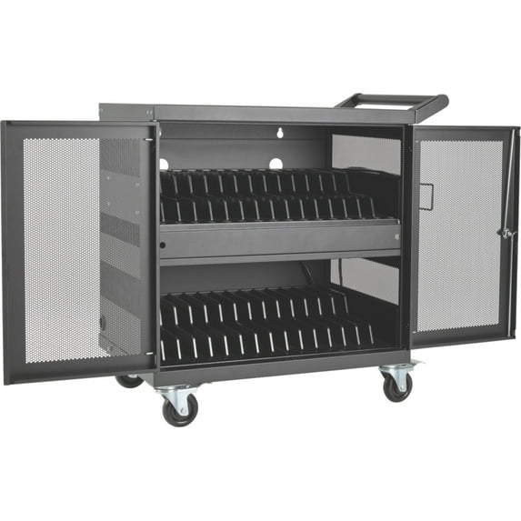 Tripp Lite 32-port Usb Charging Cart Storage Station Android Tablet Ipad - Push/pull Handle - 4 Casters - 4" Caster Size - Steel - 34.8" Width X 21.6" Depth X 36.1" Height - Black - For 32 (csc32usb)