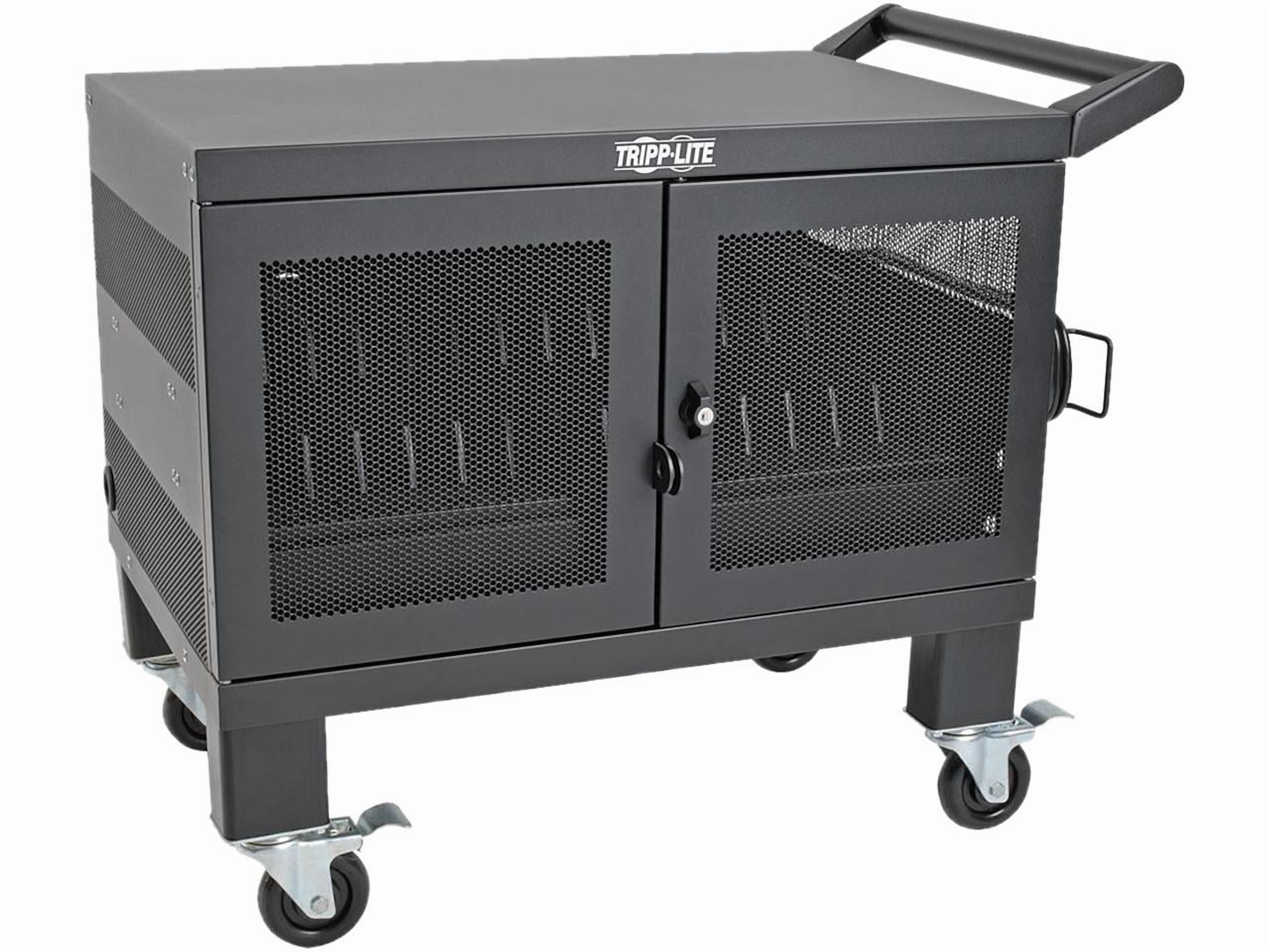 Tripp Lite CSHANDLEKIT2 Mobile Cart Conversion Kit with Handle Casters and Power Cord Manager for 16 Device AC and USB Charging Stations