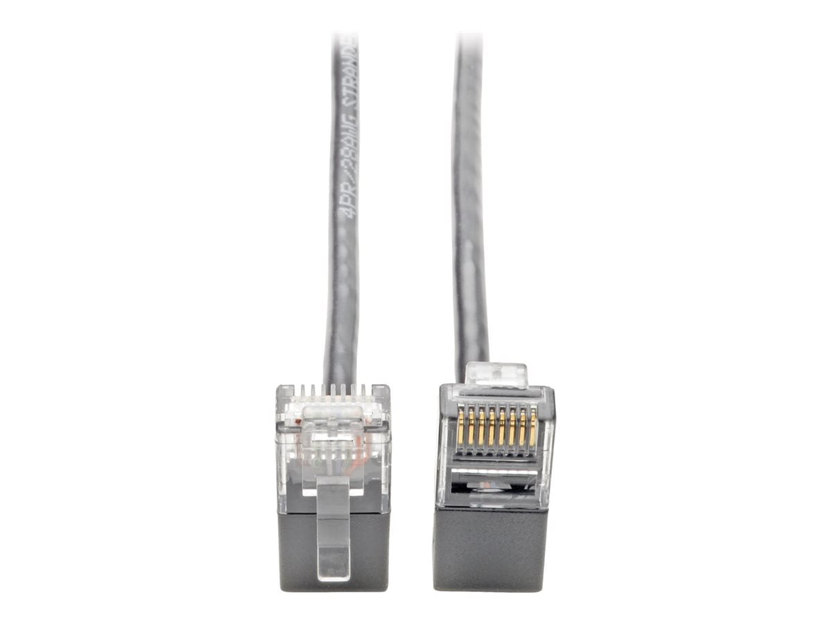 Eaton Tripp Lite Series Cat6 Gigabit Patch Cable Snagless Right-Angle UTP Slim Gray 1ft - Patch cable - RJ-45 (M) right-angled to RJ-45 (M) right-angled - 1 ft - UTP - CAT 6 - molded, snagless, stranded - gray