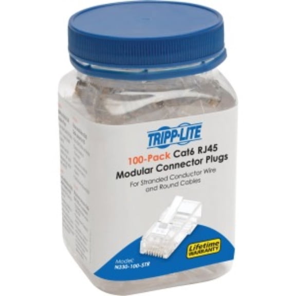 Tripp Lite Cat6 Rj45 Modular Plug For Round Stranded Utp Conductor 4-pair 100pk