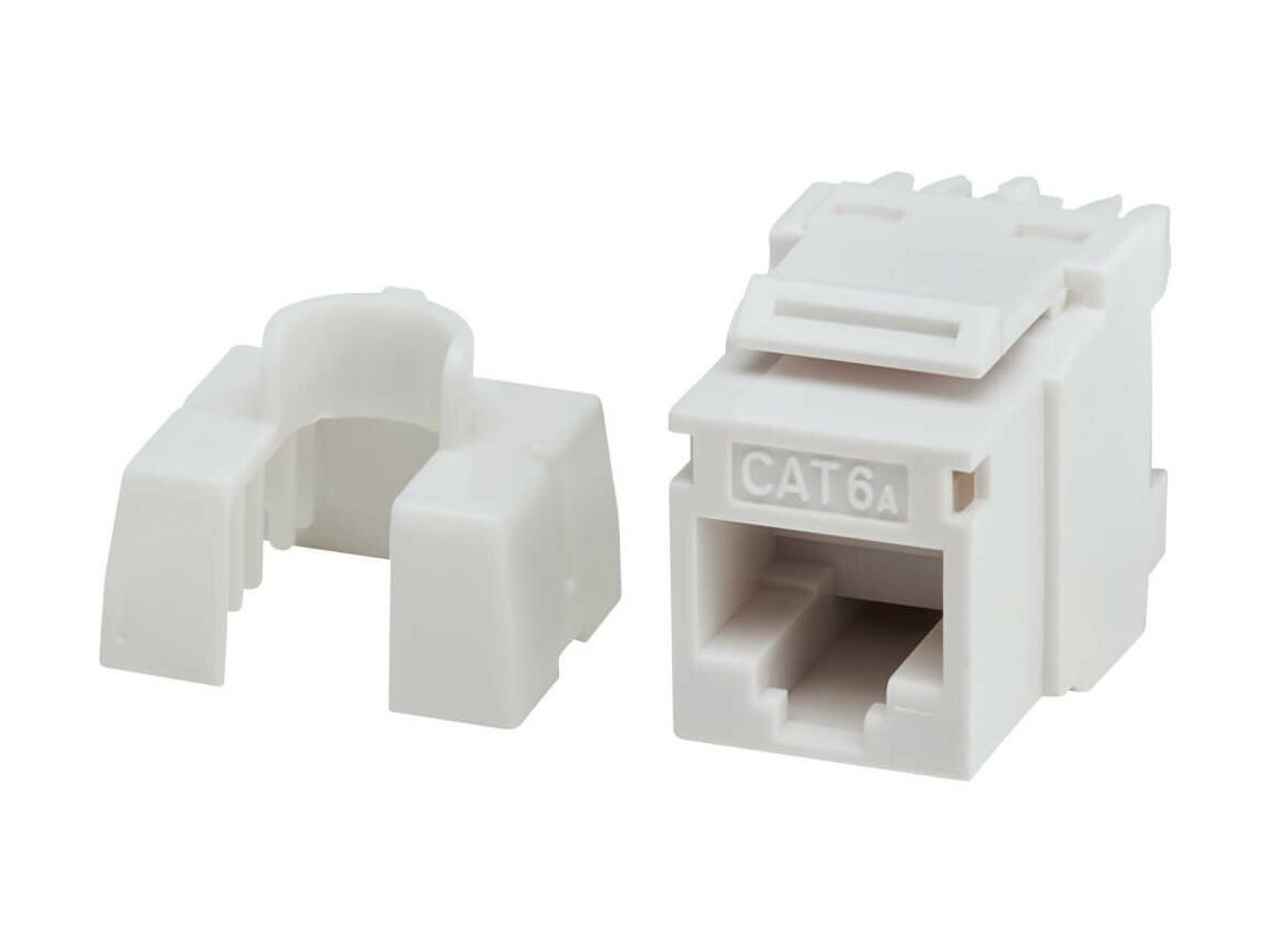 Eaton Tripp Lite Series Cat6a Keystone Jack 4PPoE Compliant 110/Krone 568A/B RJ45 Ethernet White TAA