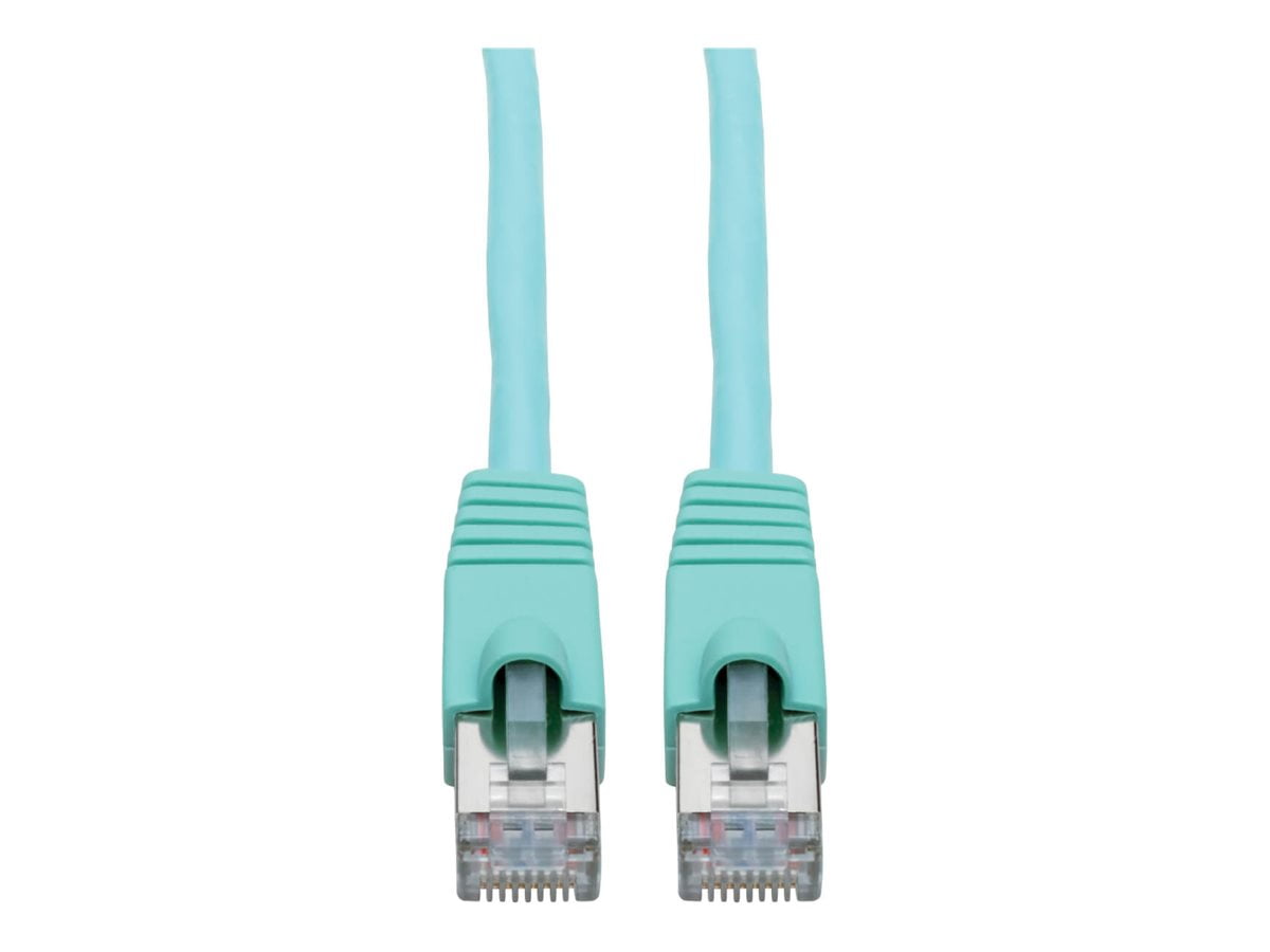 Eaton Tripp Lite Series Cat6a 10G Snagless Shielded STP Ethernet Cable (RJ45 M/M), PoE, Aqua, 1 ft. (0.31 m) - Patch cable - RJ-45 (M) to RJ-45 (M) - 1 ft - STP - CAT 6a - snagless, stranded - aqua