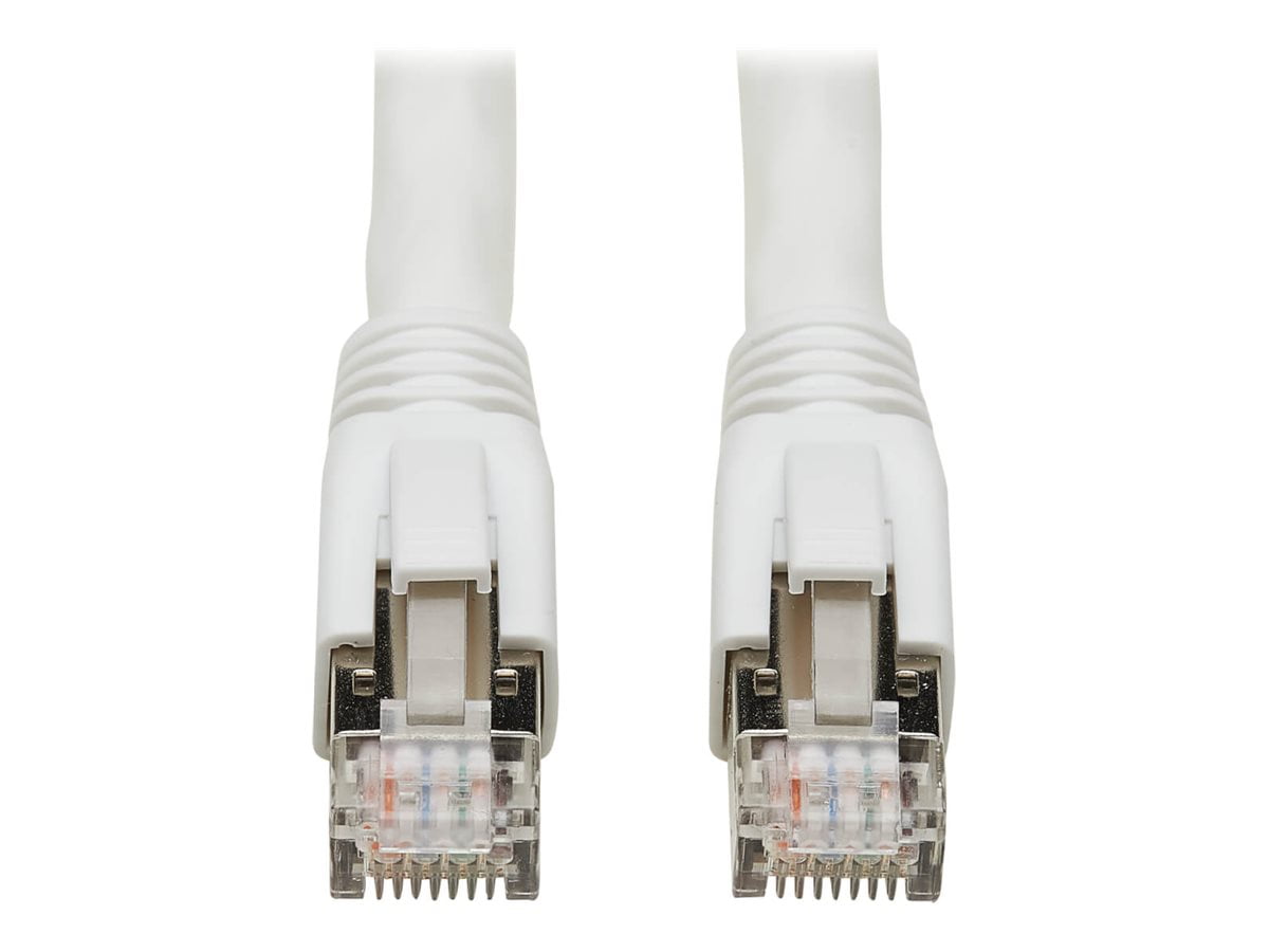 Eaton Tripp Lite Series Cat8 25G/40G-Certified Snagless Shielded S/FTP Ethernet Cable (RJ45 M/M), PoE, White, 60 ft. (18.29 m) - Patch cable - RJ-45 (M) to RJ-45 (M) - 18.3 m - S/FTP - CAT 8 - snagless, solid - white