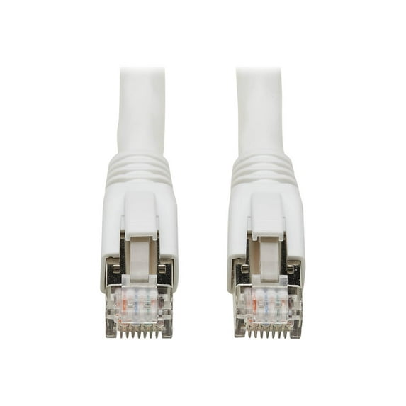 Eaton Tripp Lite Series Cat8 25G/40G-Certified Snagless Shielded S/FTP Ethernet Cable (RJ45 M/M), PoE, White, 60 ft. (18.29 m) - Patch cable - RJ-45 (M) to RJ-45 (M) - 18.3 m - S/FTP - CAT 8 - snagless, solid - white
