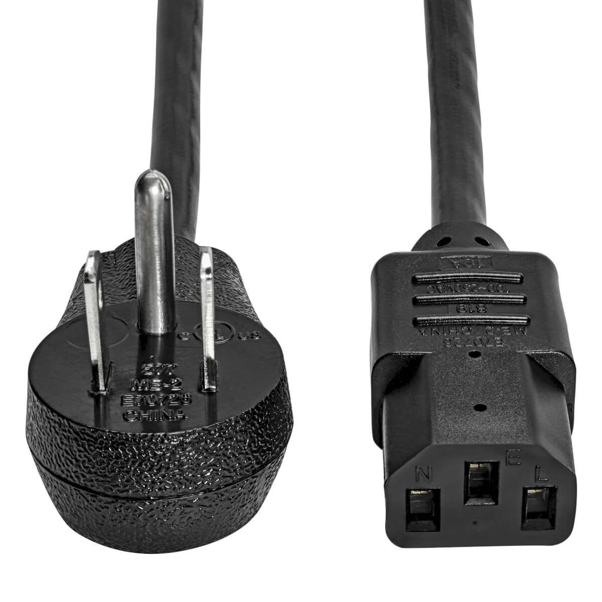Tripp Lite Desktop Computer Cord, Right-angle 5-15p To C13 - Heavy Duty, 15a, 125v, 14 Awg, 10 Ft., Black - Cable - Nema 5-15p Right-angled To Iec 60320 C13 - 125 V - 15 A - 10 Ft - Black - North