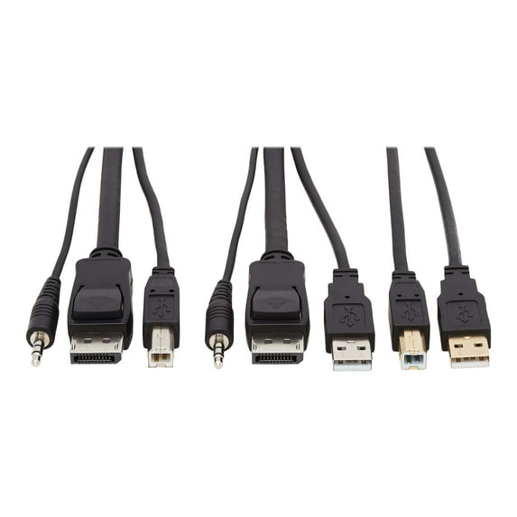 Tripp Lite Displayport Kvm Cable Kit 4k 3.5mm Audio 3xm/3xm M/m 6ft - Video / / Audio Cable - Usb, Mini Jack, Displayport (m) To Type B, Mini Jack, Displayport (m) - 6 Ft - 4k Support