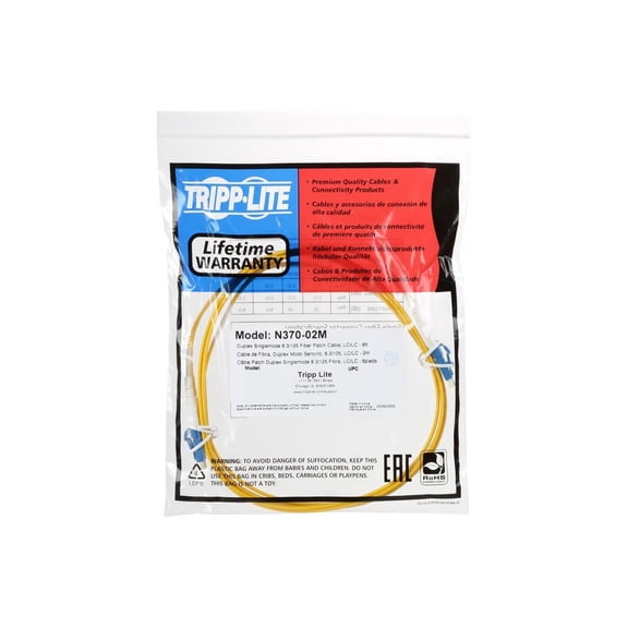 Tripp Lite Duplex Singlemode 8.3/125 Fiber Patch Cable (LC/LC), 2M 6-ft. (N370-02M)