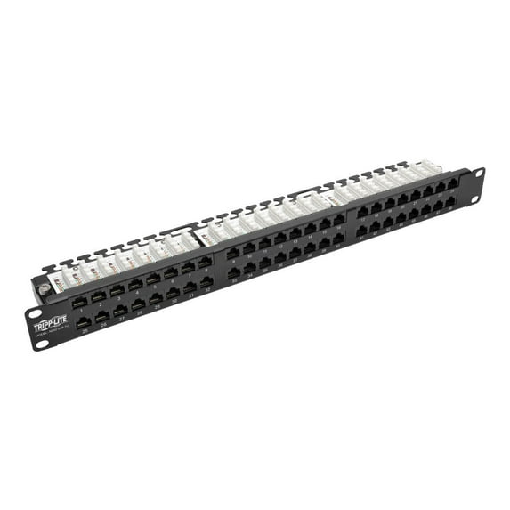 Tripp Lite by Eaton 48-Port 1U Rack-Mount High-Density UTP 110-Type Patch Panel, RJ45 Ethernet, 568B, Cat5/5e, TAA - 48 Port(s) - 48 x RJ-45 - 1U High - 19" Wide - Rack-mountable