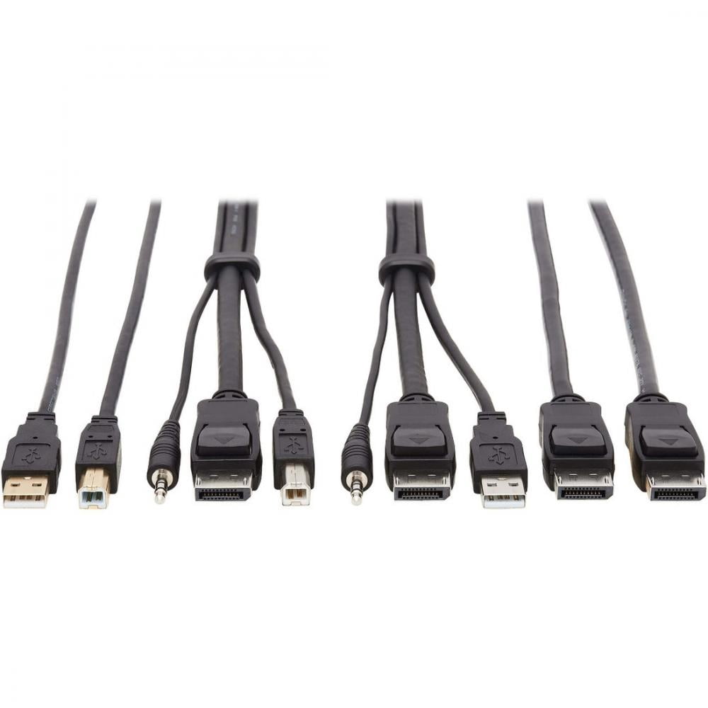 Tripp Lite by Eaton DisplayPort KVM Cable Kit - DP USB 3.5 mm Audio (3xM/3xM) + USB (M/M) + DP (M/M) 4K 10 ft. (3.05 m) Black - 10 ft KVM Cable for KVM Switch, Computer, Monitor - First End: 1 x Mi...
