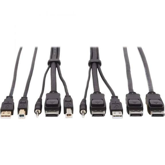 Tripp Lite by Eaton DisplayPort KVM Cable Kit - DP USB 3.5 mm Audio (3xM/3xM) + USB (M/M) + DP (M/M) 4K 10 ft. (3.05 m) Black - 10 ft KVM Cable for KVM Switch, Computer, Monitor - First End: 1 x Mi...