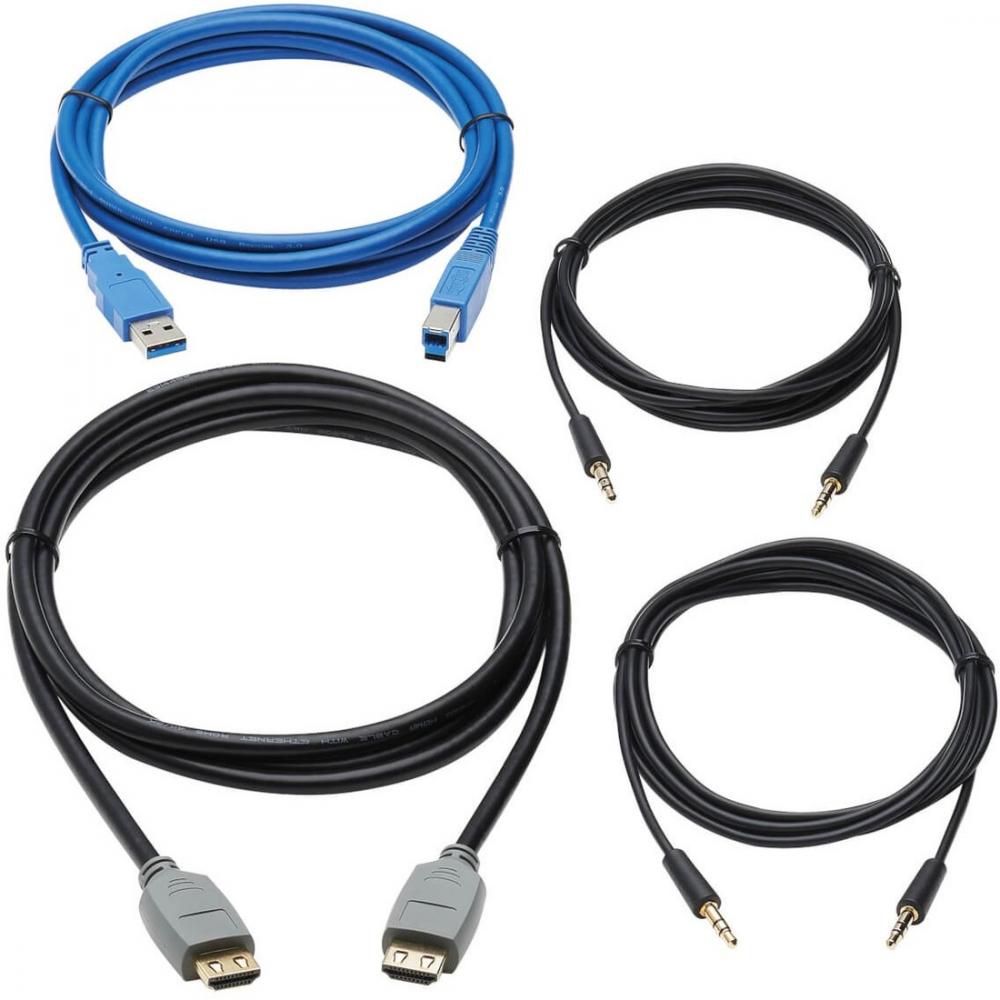 Tripp Lite by Eaton HDMI KVM Cable Kit for Tripp Lite by Eaton B005-HUA2-K and B005-HUA4 KVM, 4K HDMI, USB 3.1 Gen 1, 3.5 mm, 10 ft. - Tripp Lite P568-010-2A HDMI cable (M/M), 10 ft., U322-010 USB-... - image 1 of 11