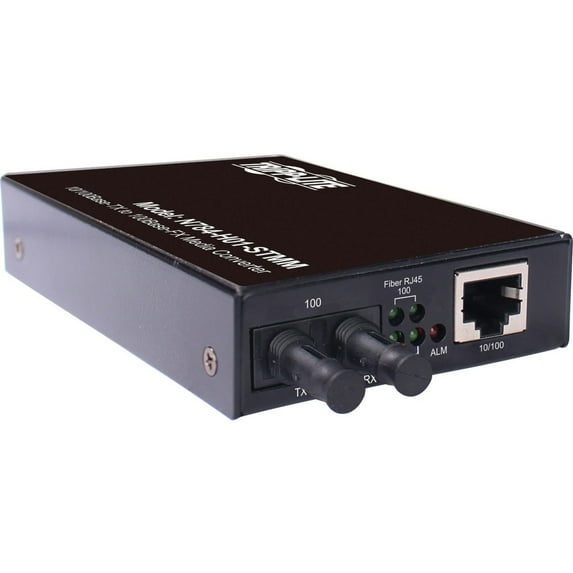 Tripp Lite by Eaton Hardened Copper to Fiber Media Converter - 10/100 Mbps, RJ45/ST Multimode, -10° to 60°C, 2 km (1.2 mi.) - 1 x Network (RJ-45) - 1 x ST Ports - DuplexST Port - Multi-mode...