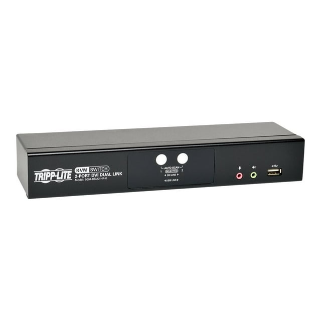 Tripp Lite by Eaton KVM Switch 2-Port DVI Dual-Link / USB w/ Audio & 2x 6ft Cables - 2 Computer(s) - 1 Local User(s) - 2560 x 1600 - 6 x USB - 3 x DVI - Desktop - TAA Compliant