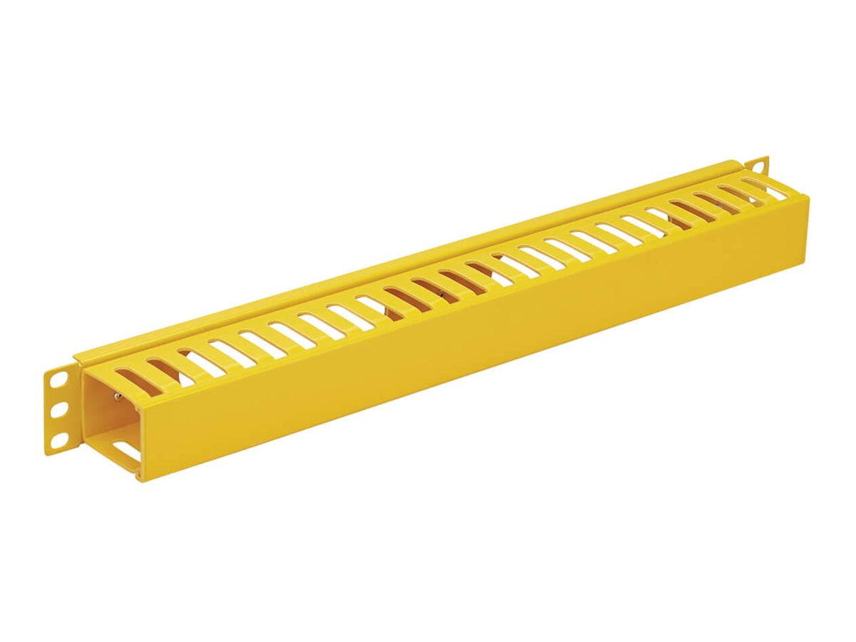 Tripp Lite Horizontal Cable Manager - Finger Duct With Cover, Yellow, 1u - Rack Cable Management Duct With Cover (horizontal) - Yellow - 1u - 19"