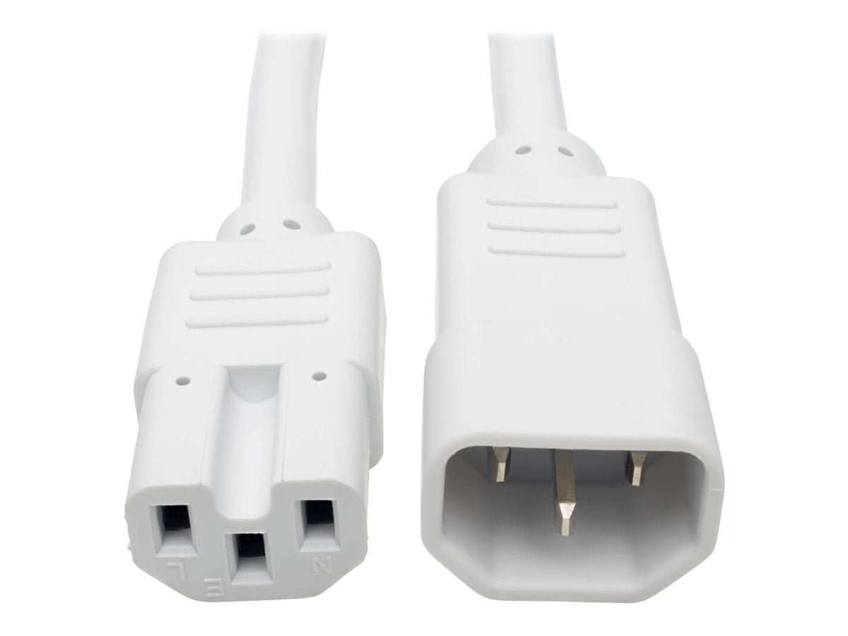 Tripp Lite IEC-320-C14 to IEC320C15 Male/Female Heavy-Duty Computer Power Cord 2' White