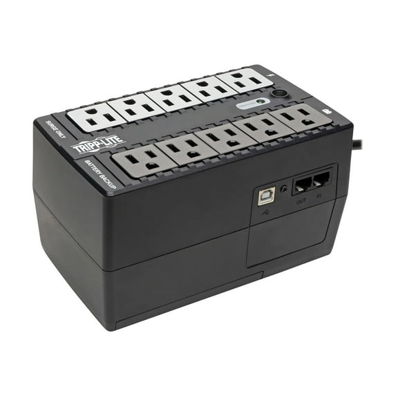 Tripp Lite INTERNET600U 600VA 300W UPS Desktop Battery Back Up Compact 120V USB RJ11 PC, 8 Outlets