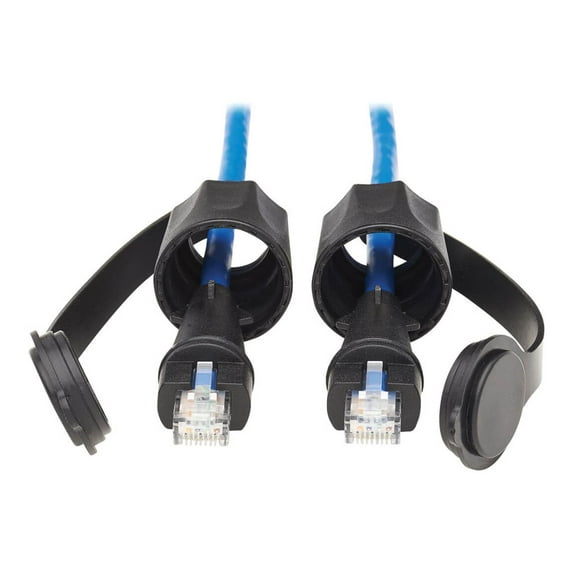 Eaton Tripp Lite Series Industrial Cat6 UTP Ethernet Cable (RJ45 M/M), 100W PoE, CMR-LP, IP68, Blue, 33 ft. (10.05 m) - Patch cable - RJ-45 (M) to RJ-45 (M) - 33 ft - UTP - CAT 6 - IEEE 802.3af/IEEE 802.3at/IEEE 802.3bt - outdoor, solid - blue