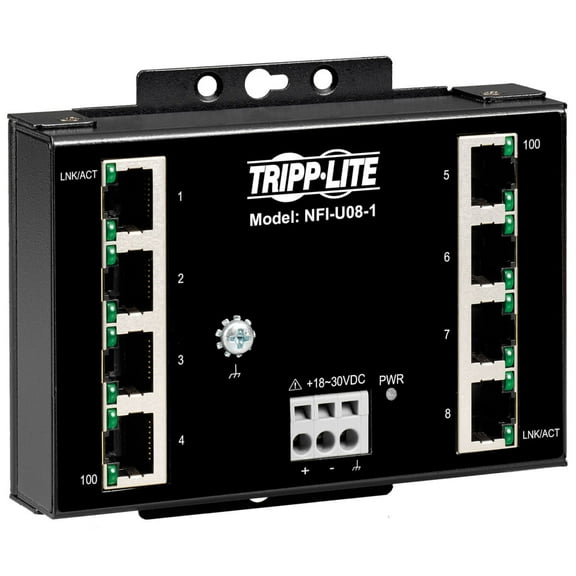 Tripp Lite Industrial Ethernet Switch 8-port Unmanaged 10/100 Mbps, Ruggedized, Din/wall Mount Switch Unmanaged 8 X 10/100 Din Rail Mountable, Wall-mountable Dc Taa Compliant