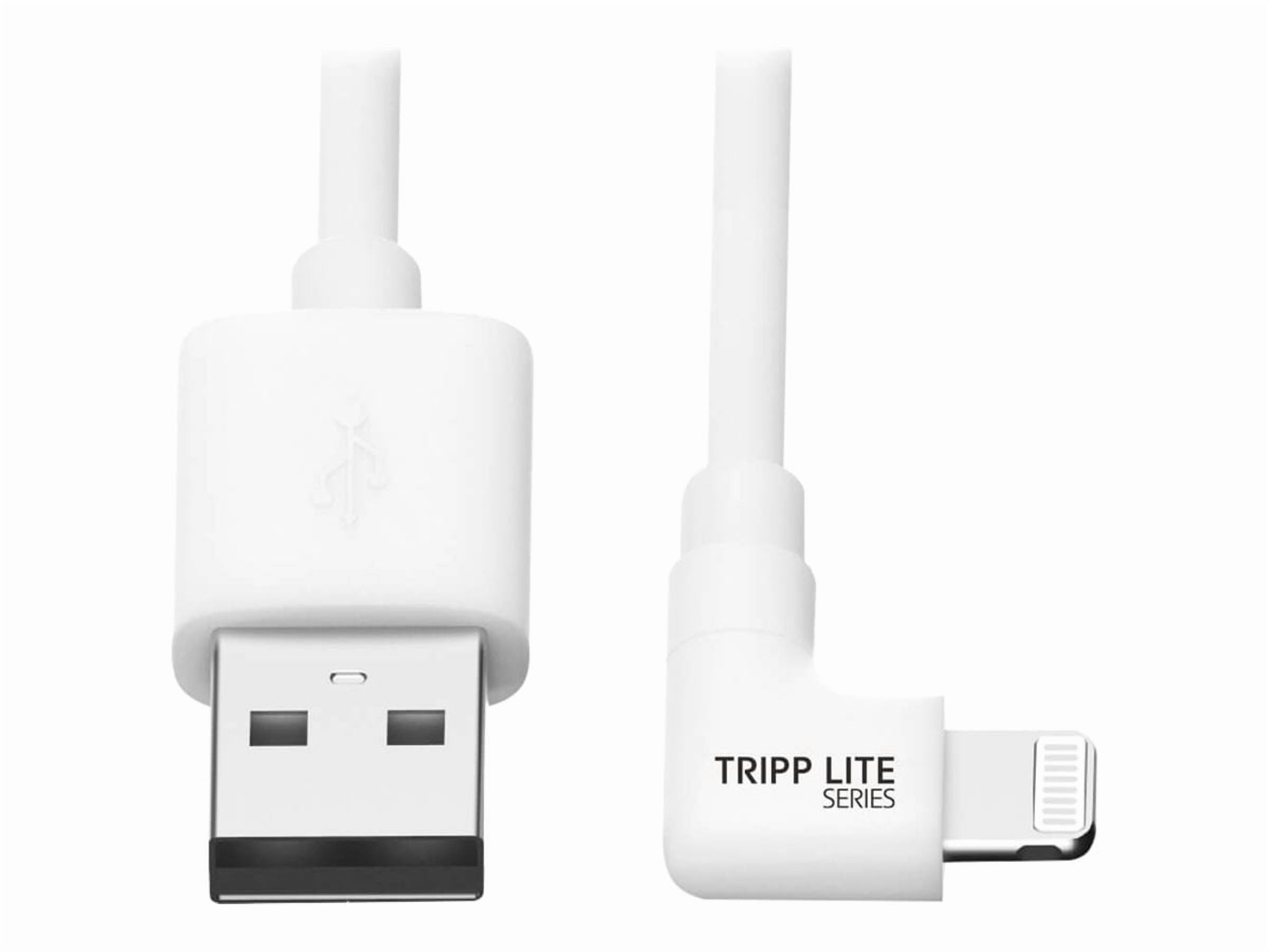 Tripp Lite Lightning to USB Sync Charge Right-Angle iPhone iPad White 3ft (M100-003-LRA-WH)