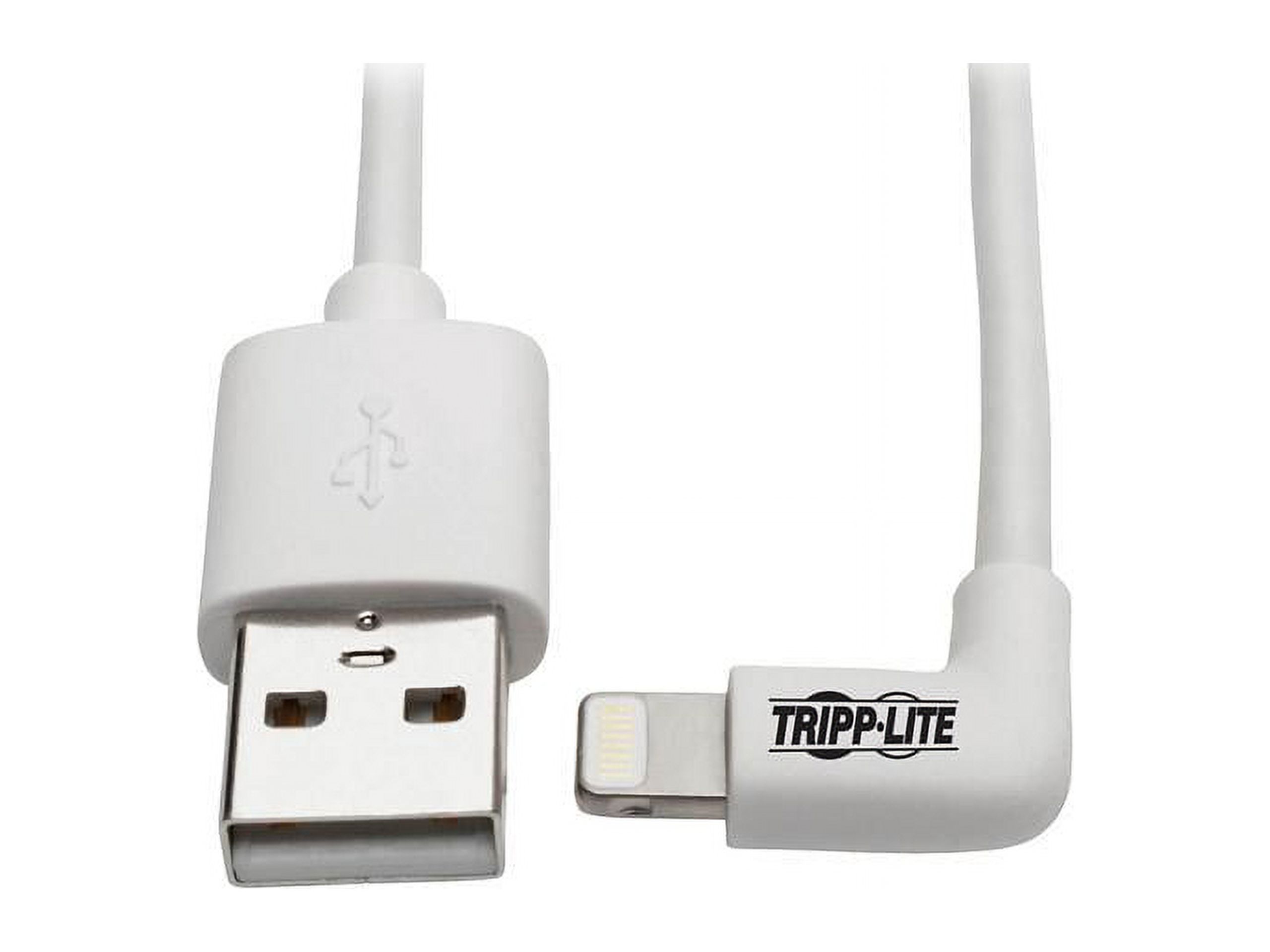 Tripp Lite Lightning to USB Sync Charge Right-Angle iPhone iPad White 6ft (M100-006-LRA-WH) - image 1 of 7