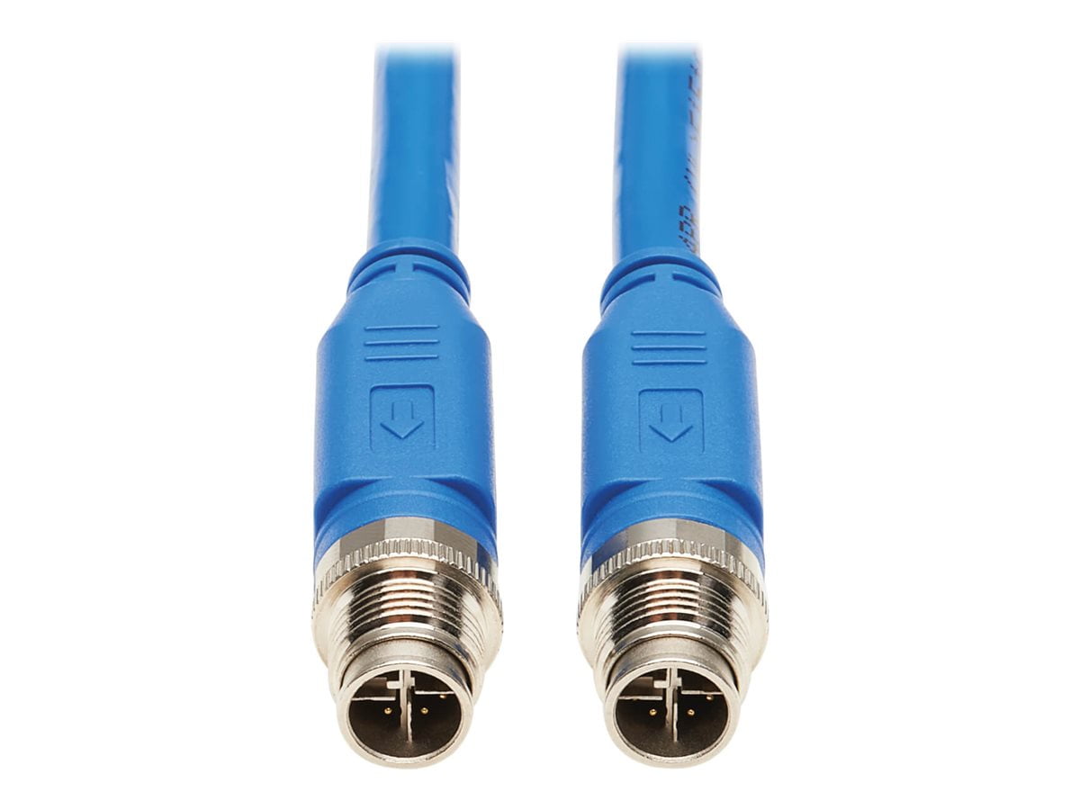 Tripp Lite M12 X-code Cat6a 10g F/UTP Cmr-lp Shielded Ethernet Cable (m/m), Ip68, Poe, Blue, 1 M (3.3 Ft.) - Network Cable - Taa Compliant - 8 Pin M12-x (m) to 8 Pin M12-x (m) - 3.3 Ft - Foiled