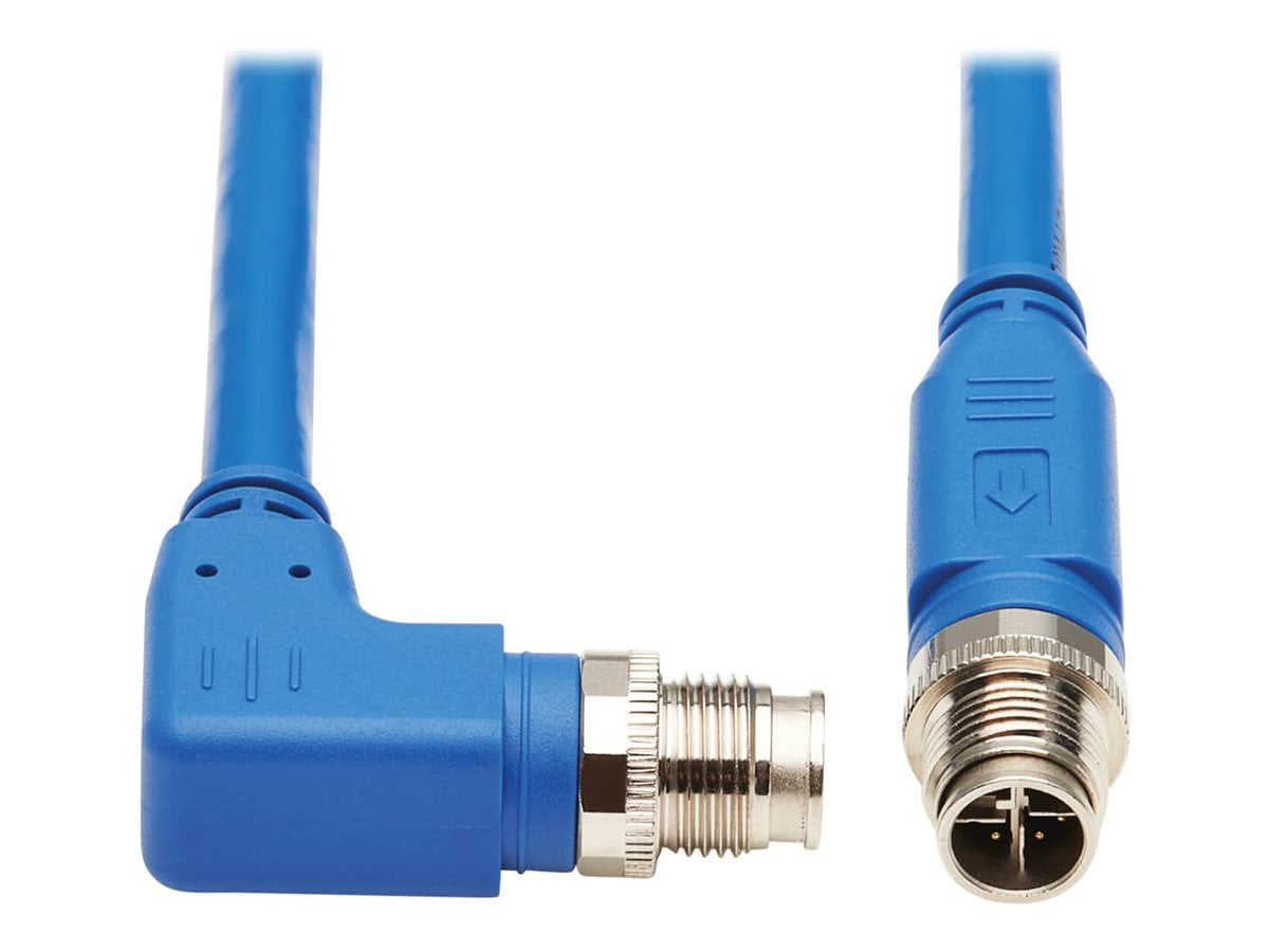 Tripp Lite M12 X-code Cat6a 10g F/UTP Cmr-lp Shielded Ethernet Cable (right-Angle M/m), Ip68, Poe, Blue, 3 M (9.8 Ft.) - Network Cable - Taa Compliant - 8 Pin M12-x (m) Right-Angled to 8 Pin M12-x
