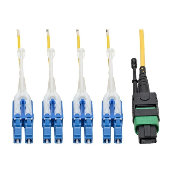 Tripp Lite MTP/MPO (APC) to 8xLC SMF Fiber Breakout Cable QSFP+ 40/100Gb 5M