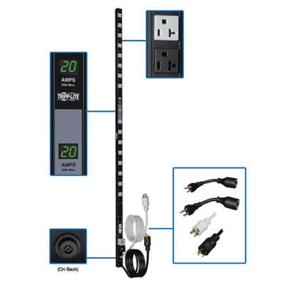 Tripp Lite Metered PDU, 20A Dual Circuit, 32 Outlets (5-15/20R), 120 V, L5-20P/5-20P, 10 ft. Cord, 0U Vertical Rack-Mount Power (PDUMV40)