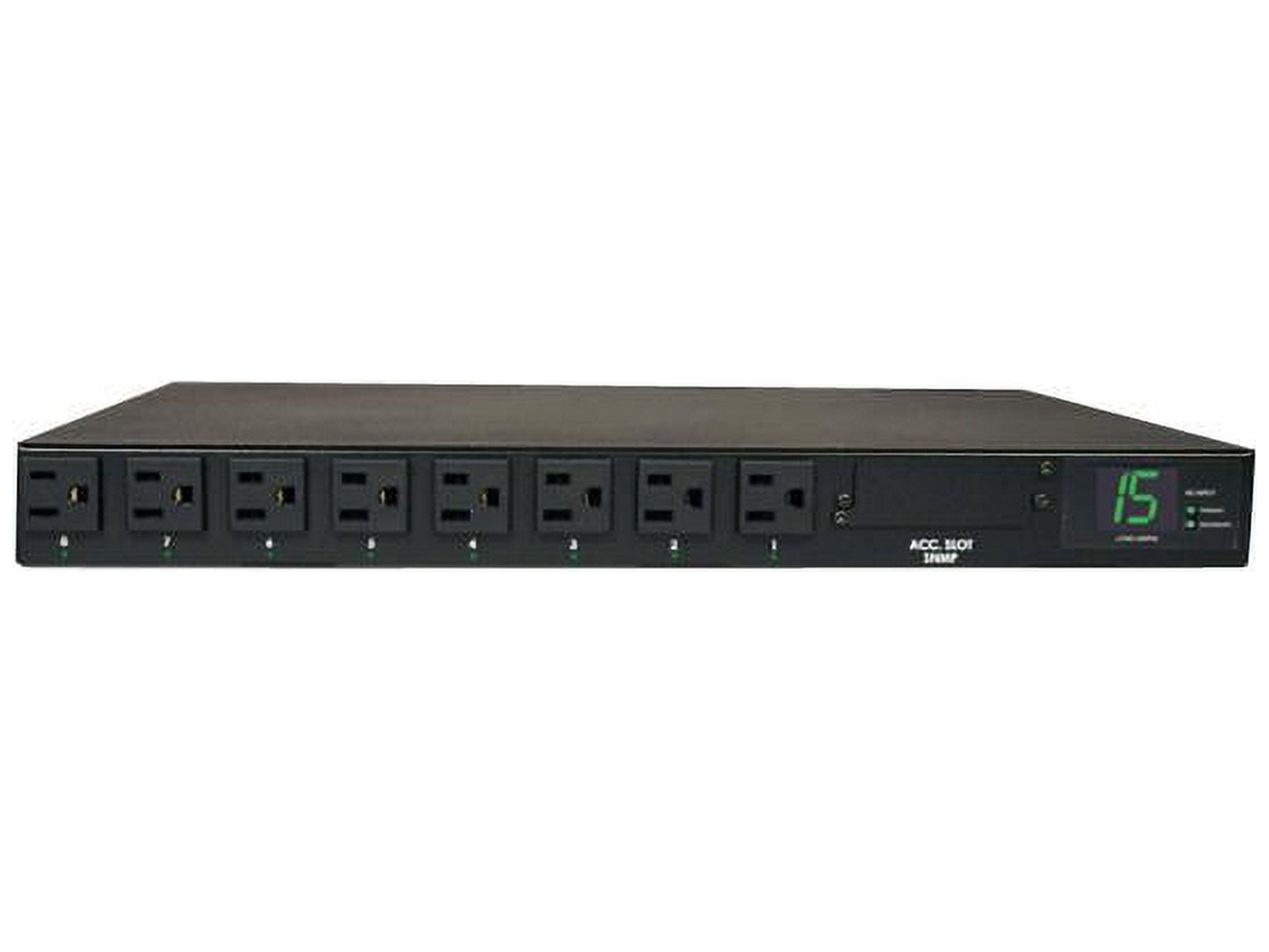 Tripp Lite Metered PDU with ATS, 15A, 8 Outlets (5-15R), 120V, 2 5-15P, 100 - 127 V Input, 2 12 ft. Cords, 1U Rack-Mount Power, TAA (PDUMH15AT) - image 1 of 3