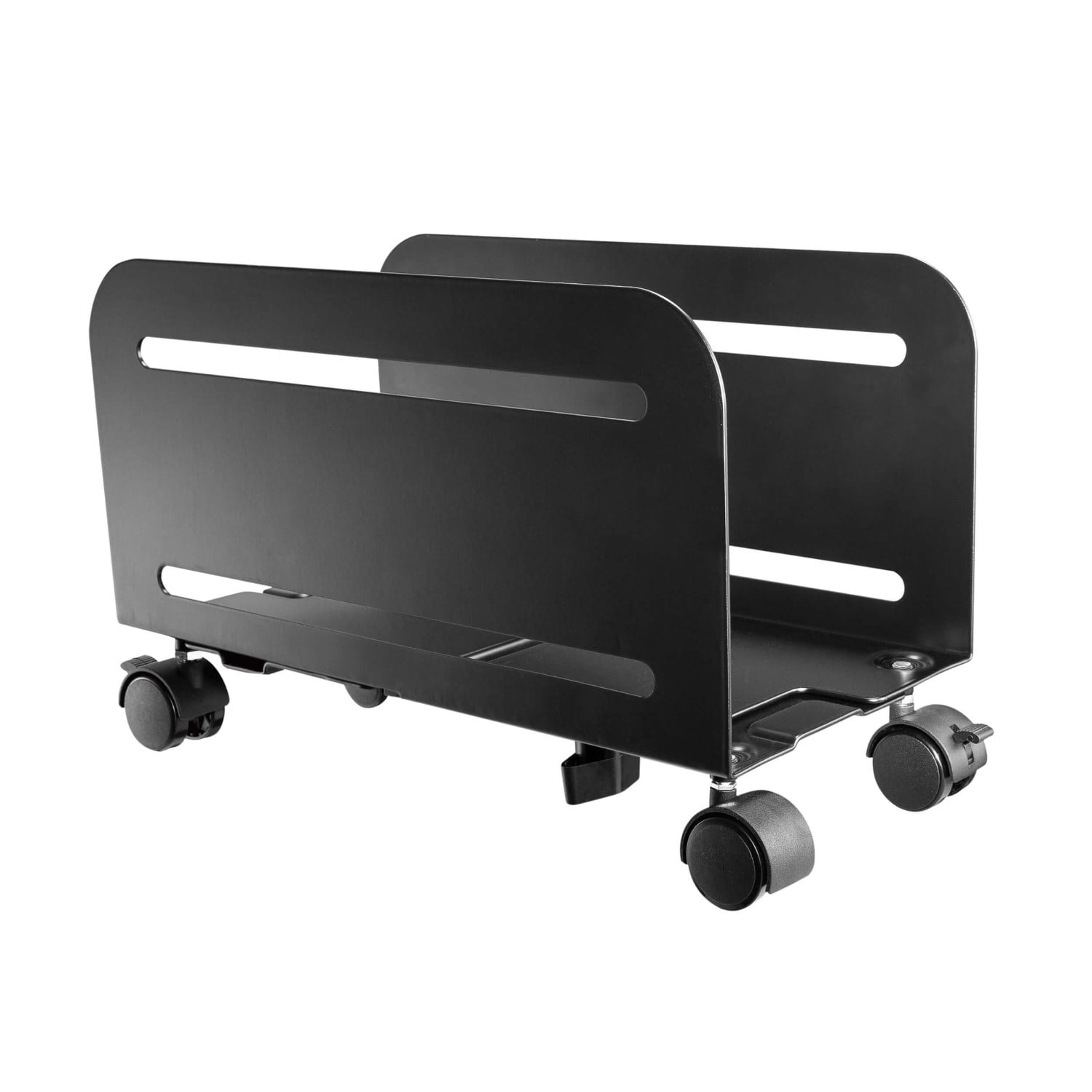 Black Adjustable Metal CPU Caddy with Locking Casters