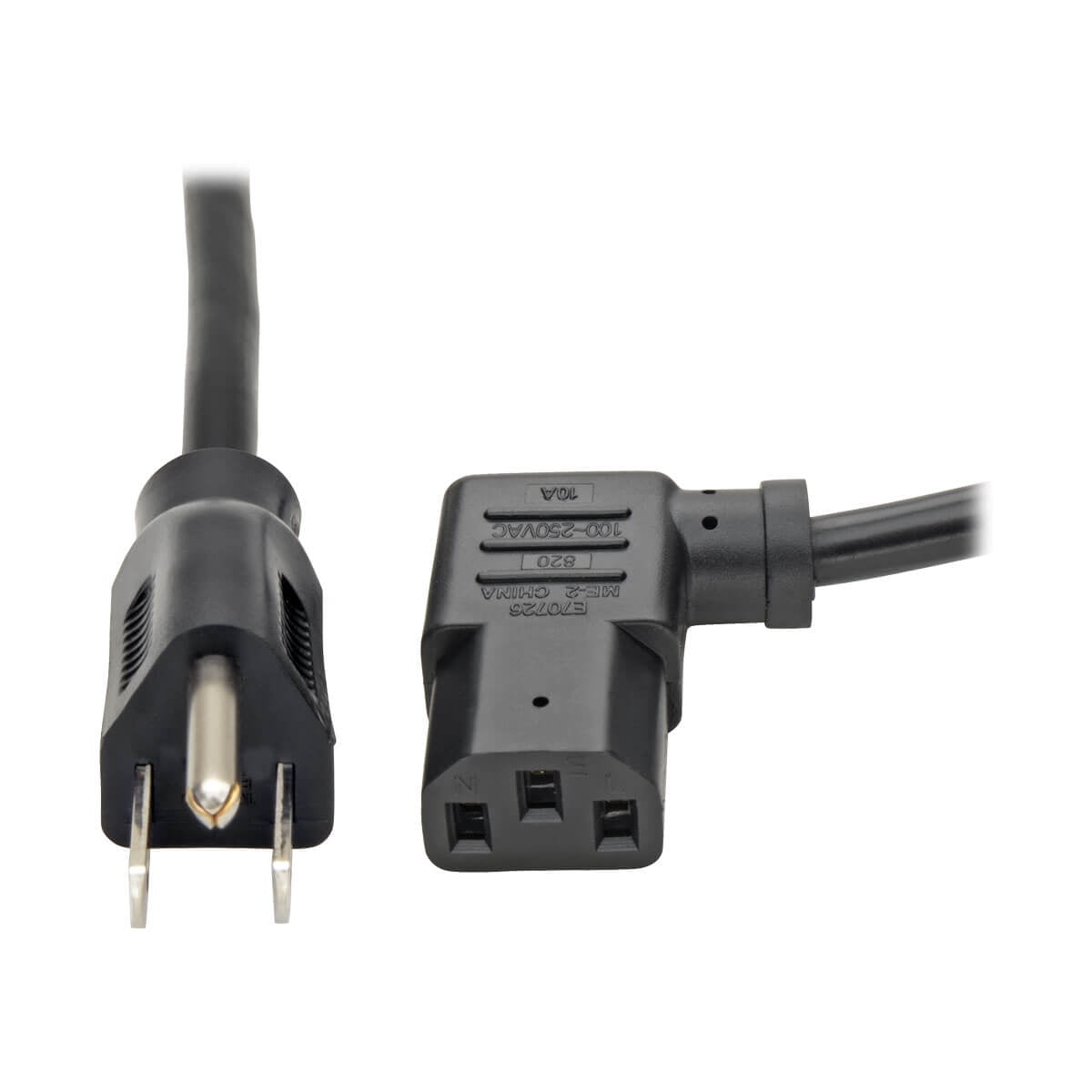 6 ft Black 18AWG Power Cord with Left Angle Plug