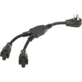 thumbnail image 1 of Eaton Tripp Lite Series Extension Cord Y Splitter, Right-Angle NEMA 5-15P to 2x NEMA 5-15R - Heavy Duty, 15A, 120V, 14 AWG, 1 ft. (0.3 m), Black - Power splitter - NEMA 5-15P (P) right-angled to power NEMA 5-15R (R) - AC 125 V - 15 A - 1 ft - black - North America, 1 of 7