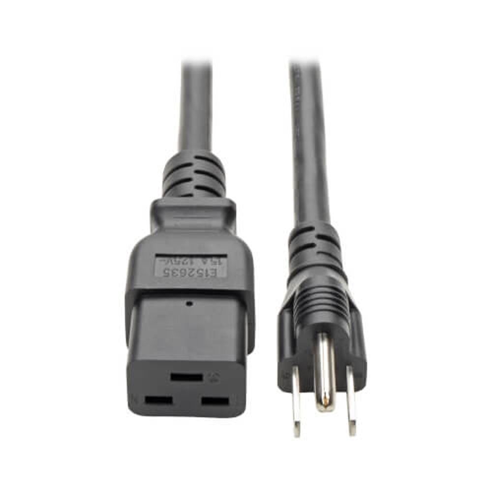 Tripp Lite Computer Power Cable, C19 to 5-15P - Heavy Duty, 15A, 125V, 14 AWG, 10 ft., Black