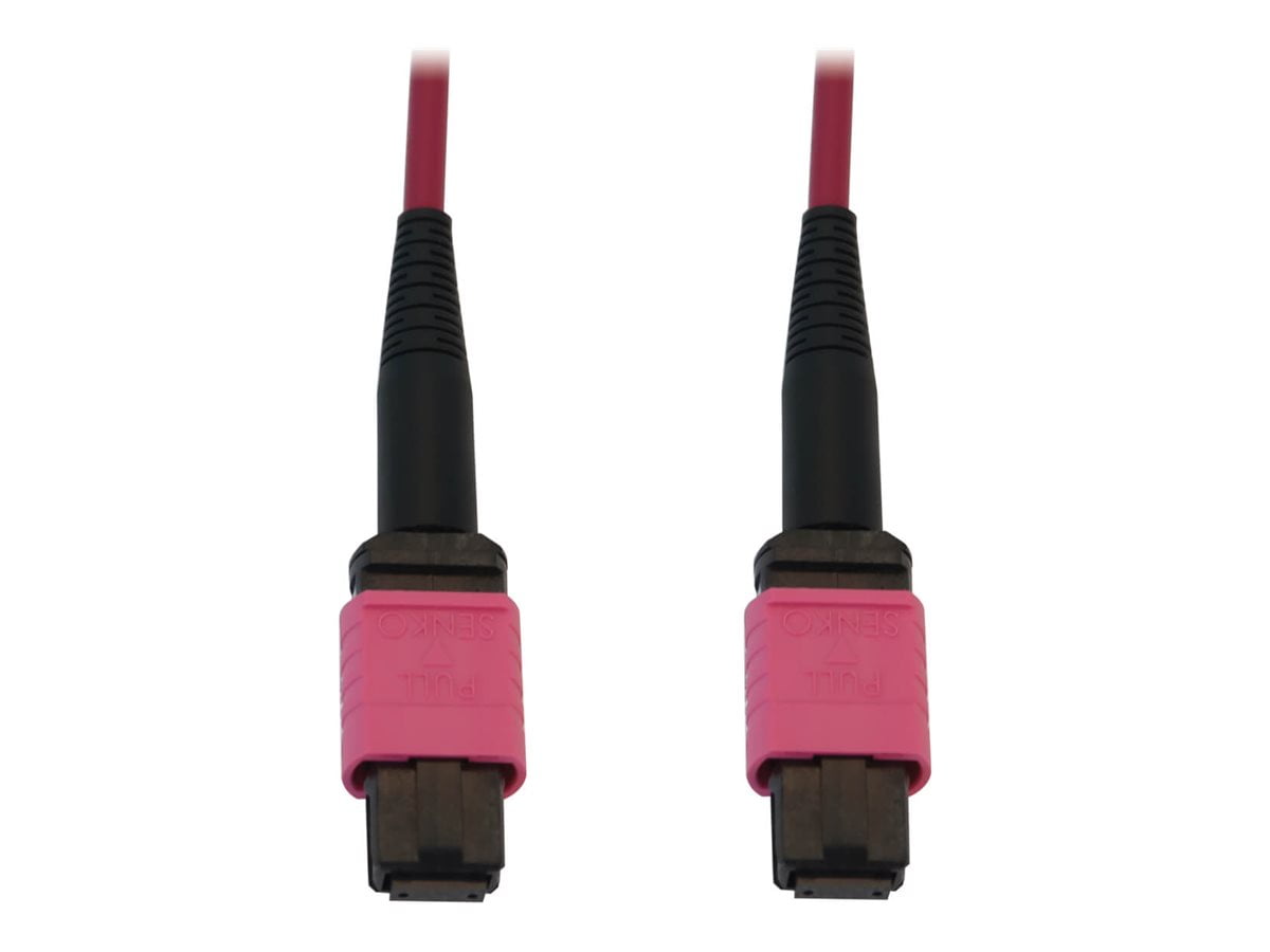 Eaton Tripp Lite Series 100G Multimode 50/125 OM4 Fiber Optic Cable (12F MTP/MPO-PC F/F), LSZH, Magenta, 15 m (49.2 ft.) - Network cable - MTP/MPO-12 multi-mode (F) push/pull to MTP/MPO-12 multi-mode (F) push/pull - 15 m - fiber optic - 50 / 125 micron - OM4 - OFNR - halogen-free - magenta