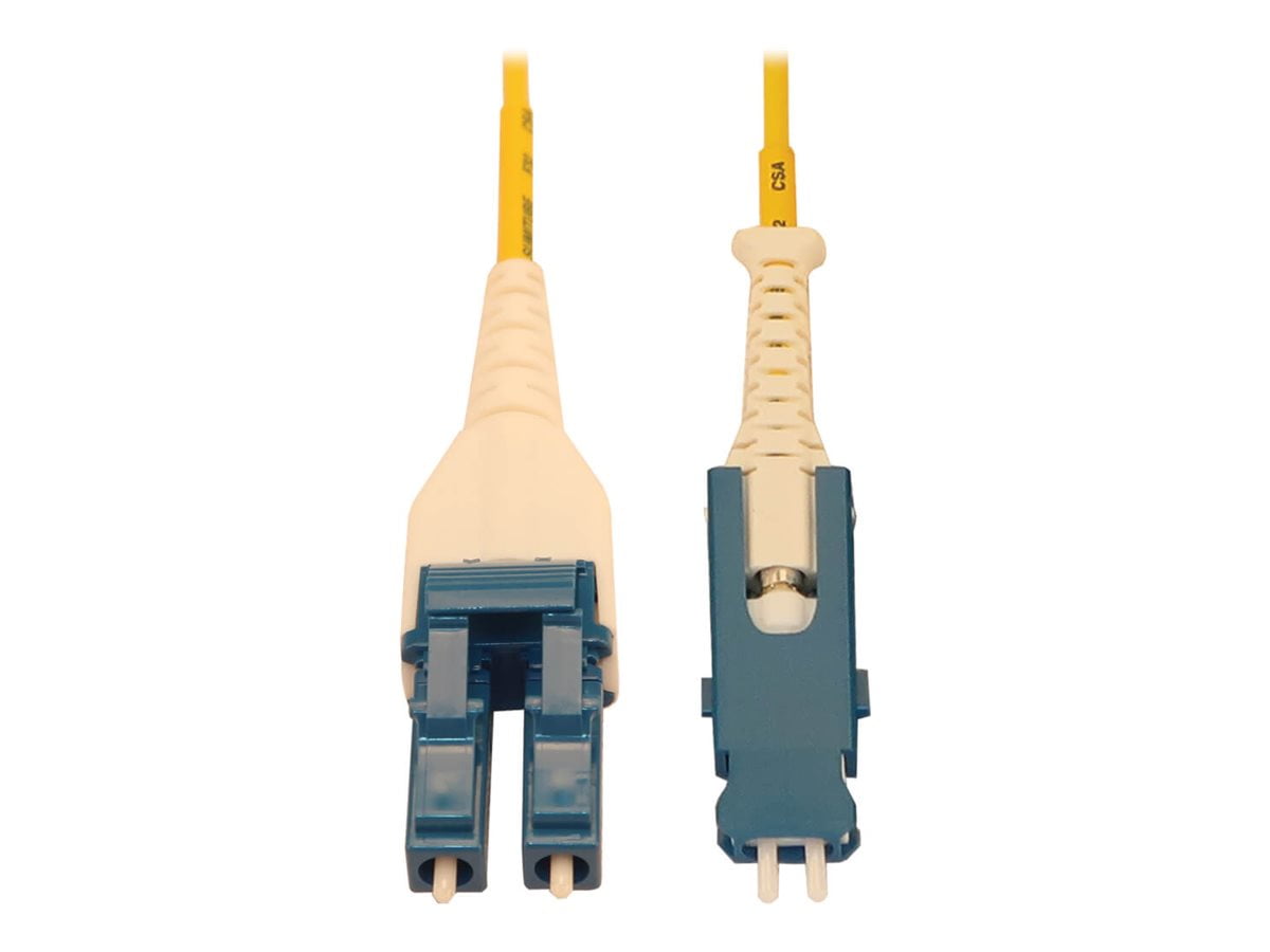 Tripp Lite N383L-03M 40/100/400G Singlemode 9/125 OS2 Fiber Cable, Yellow, 3 m (9.8 ft.), Yellow Jacket, Blue Connector, White Connector