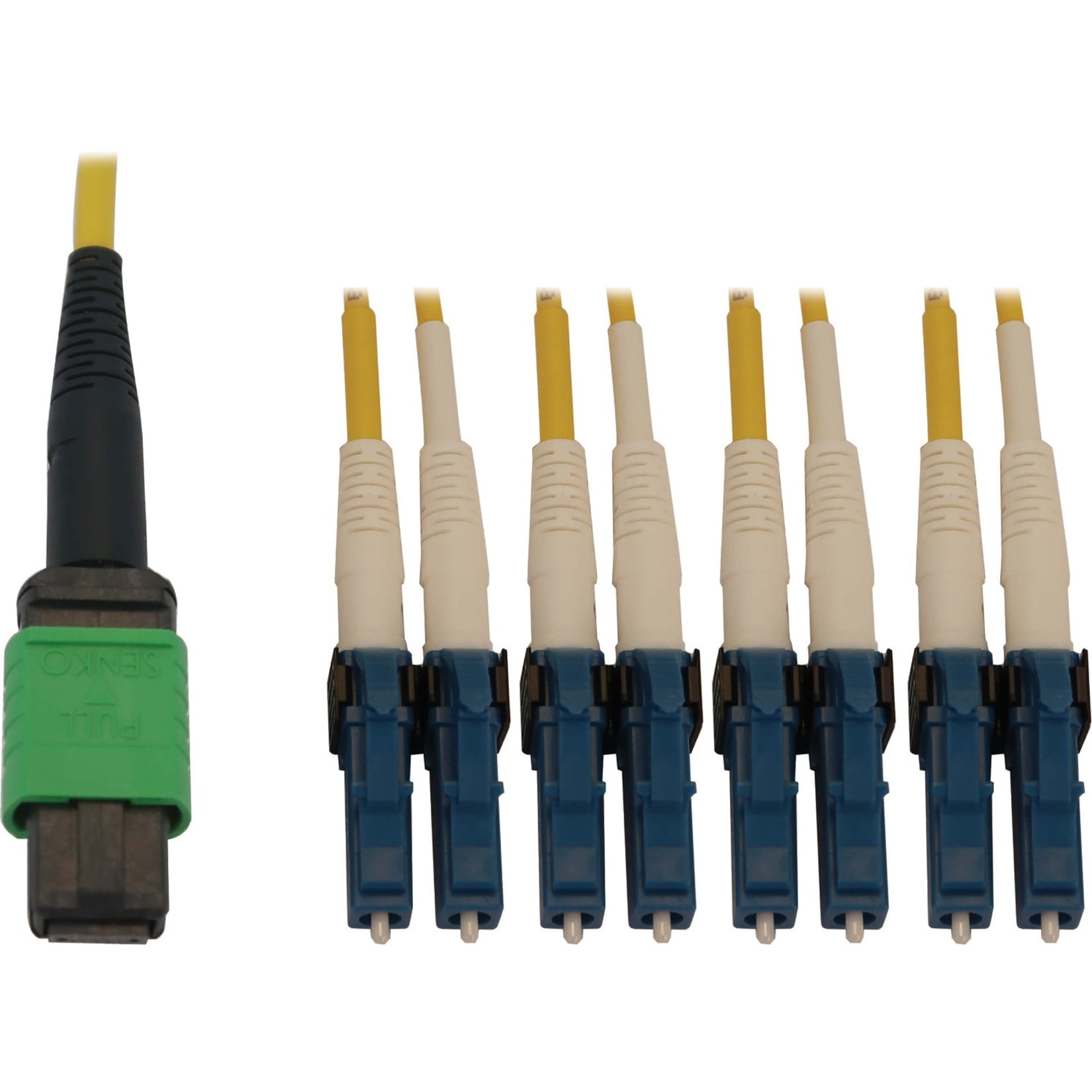 Tripp Lite N390X-02M-8L-AP Fiber Optic Duplex Network Cable, Yellow Jacket, Black Connector, Green Connector, Blue Connector
