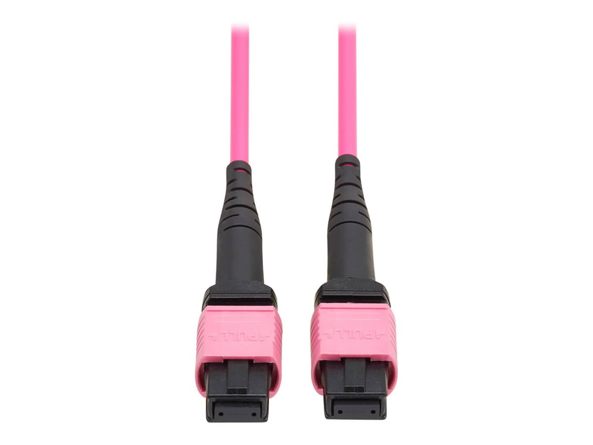 Eaton Tripp Lite Series 100G Multimode 50/125 OM4 Fiber Optic Cable [12F MTP/MPO-PC F/F], OFNP, Magenta, 2 m [6.6 ft.], TAA (n845b-02m-12mta)