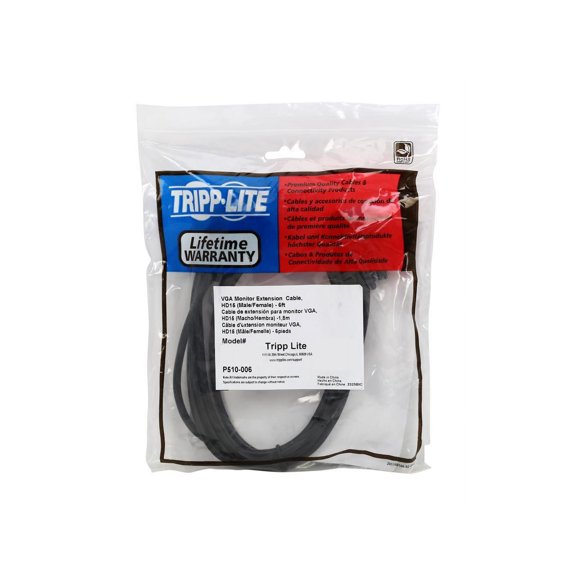 Eaton Tripp Lite Series VGA Monitor Extension Cable 640x480 HD15 M/F 6 ft. 1.83 m