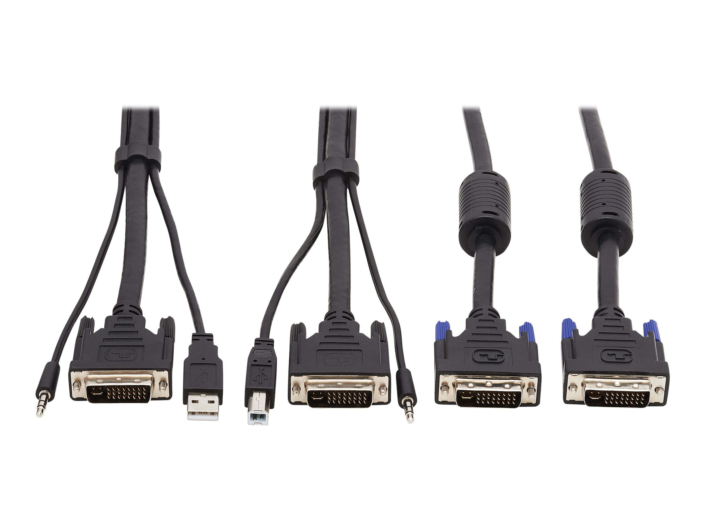 Tripp Lite P784-010-DV 10 ft. Dual DVI KVM Cable Kit - DVI, USB, 3.5 mm Audio (3xM/3xM) + DVI (M/M), 1080p, 10 ft., Black