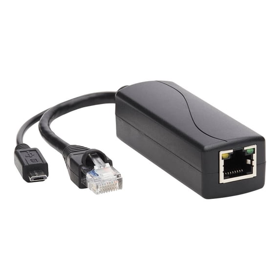 Tripp Lite PoE to USB Micro-B and RJ45 Active Splitter NPOESPLG5VMU